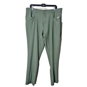 Apana Men's Standard Fit Ultra Stretch Moisture Green Pants Large Outdoor Office